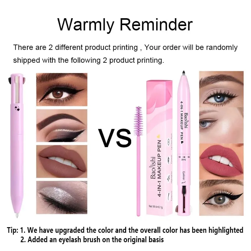 4 in 1 Multi-function Makeup Pen Compact Travel Eyeliner Lip Liner Eyebrow Pencil Highlighter Eyeshadow Pen makeup sets — image 6