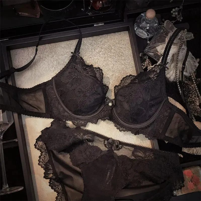 Ladies Embroidered Lace Bra Underwear Set with Soft Steel Hoop Soft and Breathable Two Piece Set Close Fitting Underwear — image 1