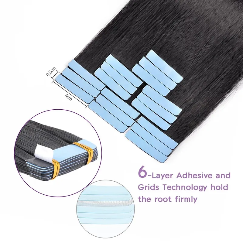Tape In Hair Extensions Invisible Adhesive Synthetic Colored Tape In Hair Extension 10pcs/pack Pink Purple Blue Colorful Hair — image 5