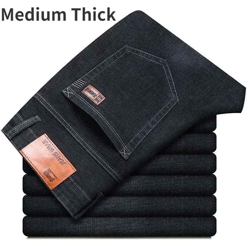 Man Pants Office Business Jeans Men Classic Blue Black Cotton Stretch Straight Denim Pants Male Brand Trousers — image 15