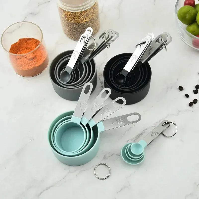 4/8PCS/Set Plastic Multi Purpose Measuring Cup Measuring Spoon Stainless Steel Handle With Graduated Measuring Baking Tools — image 2