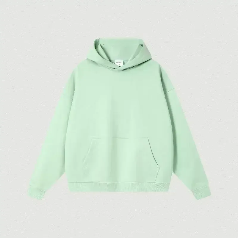 400GSM Oversized Frency Terry Autumn Winter Casual Cotton Men Woven High Quality Top Solid Color Hoodies Sweatshirt Streatwear — image 12
