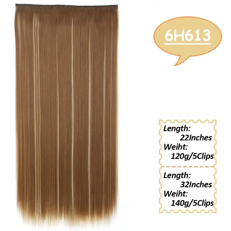 5 Clips Long Wavy Clip In Hair Extensions Synthetic Heat Resistant One Piece False Blonde Hair Black Brown Hairpiece For Women