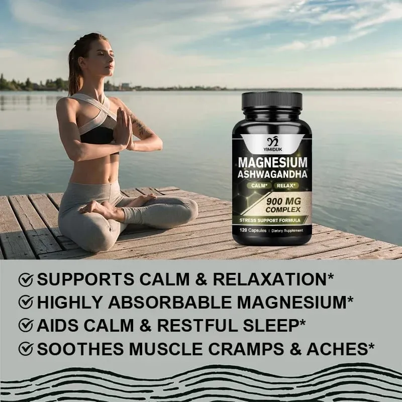 Magnesium + Ashwagandha Supplement with Magnesium Citrate Muscle Recovery Heart & Bone Health Calm & Relaxation — image 3