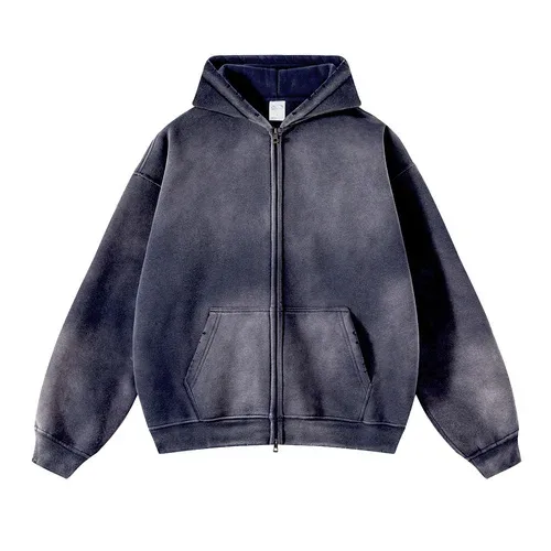 Heren Hoodies met ritssluiting Tie Dye Washed Dubbel oversized vest Sweatshirt Los Plus Pluche Gradiënt Heren Truien met capuchon Winter — image 10