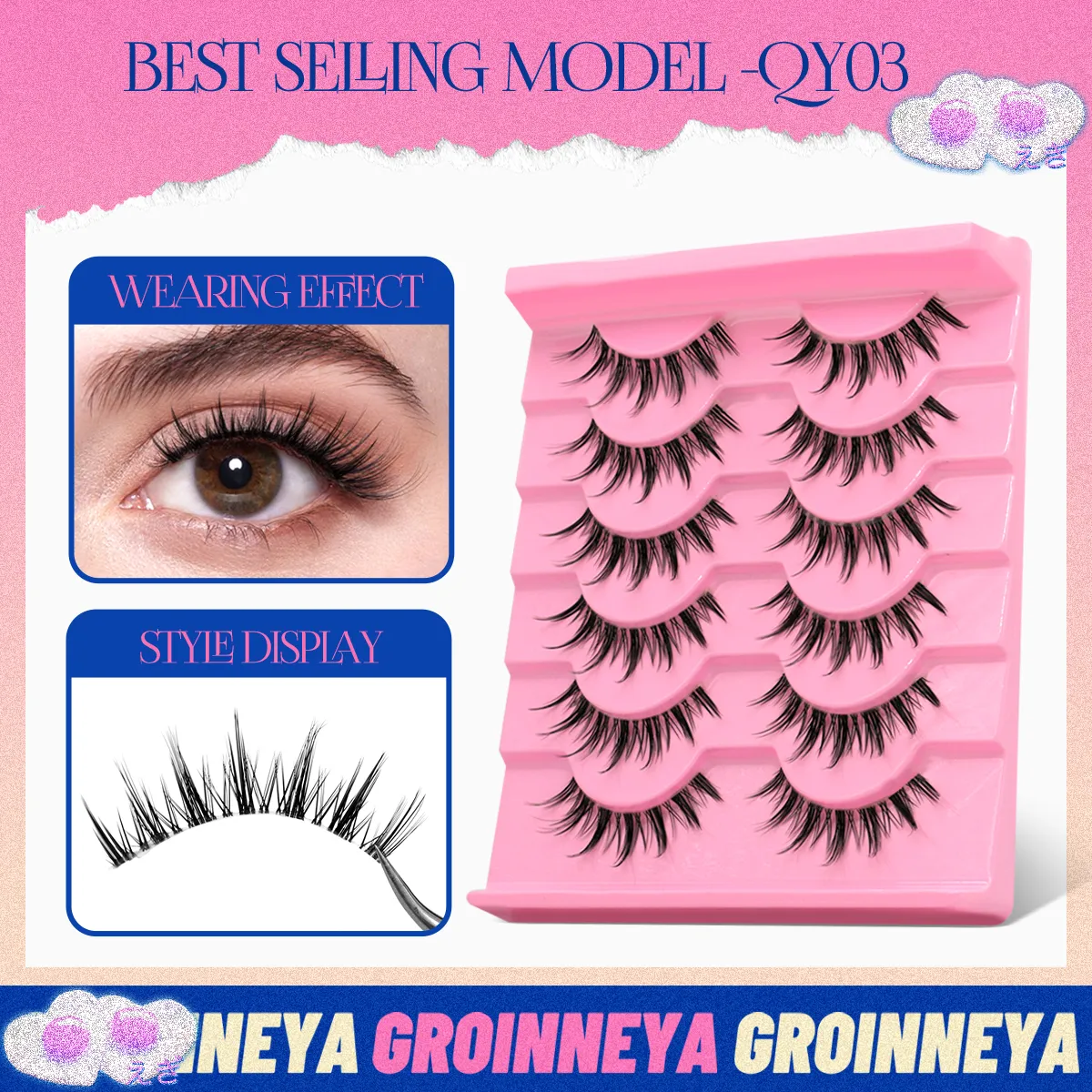 Cat eye Lashes 5/6 pairs Clear Band Lashes Natural Look 6D Wispy Eyelashes False Lashes Eyelashs Extension