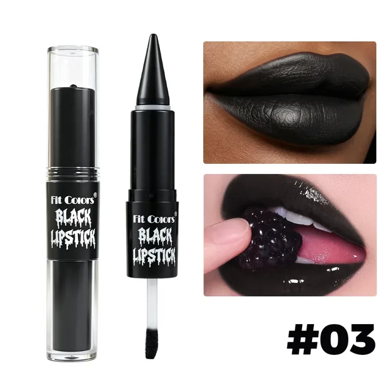 Halloween 2-in-1 Lip Gloss Matte Lip Liner Long Lasting Waterproof Liquid Lipstick Moisturizing Shiny Lip Oil for Party Makeup
