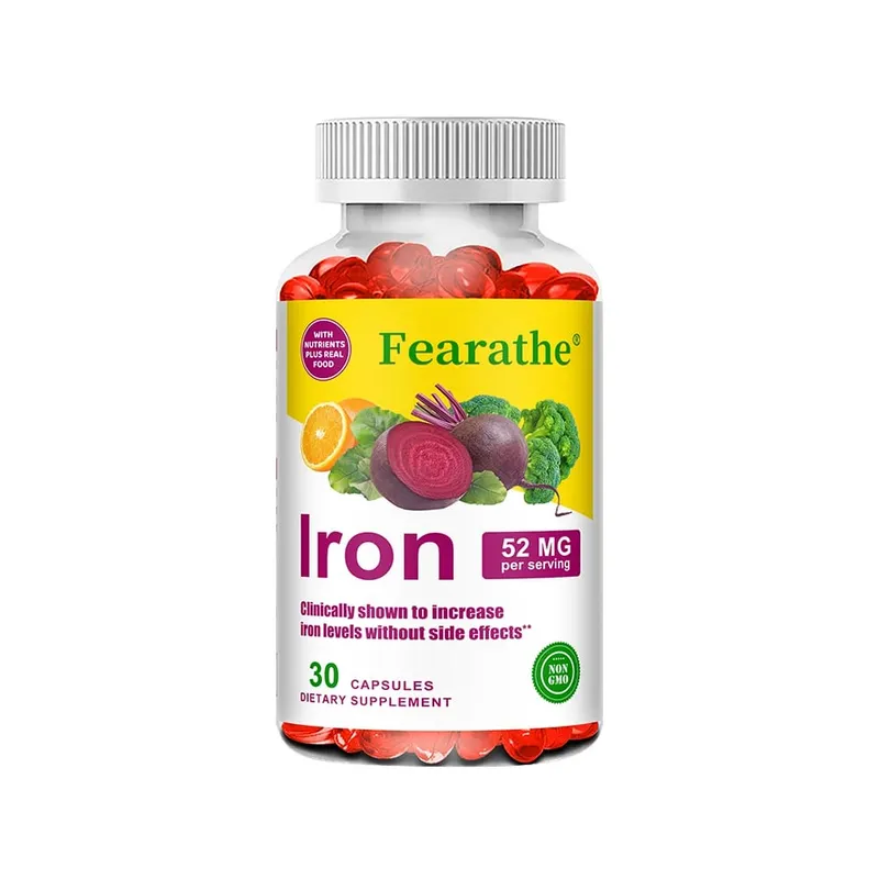 Iron and Vitamin C Supplement - Boosts Energy Focus and Immune Function Supporting Red Blood Cells Improve Immunity Non-GMO