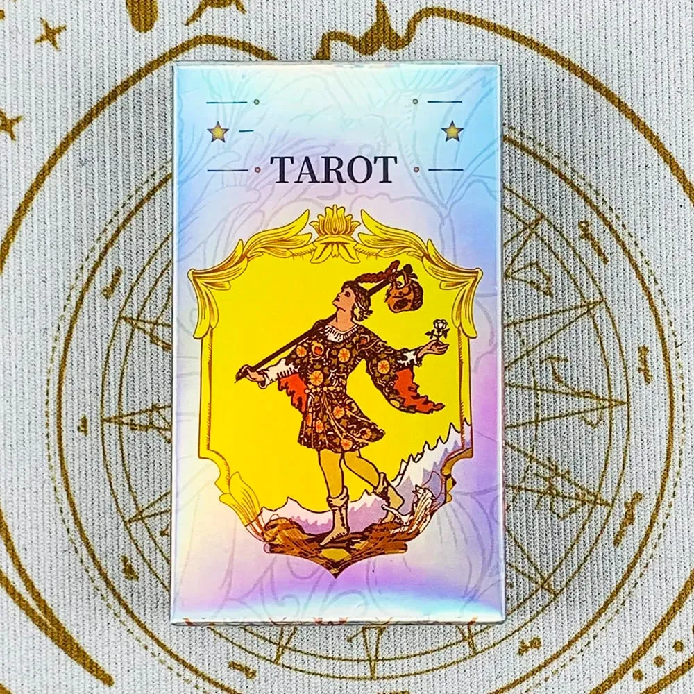 Jeu de Tarot holographique arc-en-ciel classique, 78 pièces, cartes de Tarot irisées avec guide de Divination, carte Oracle pour débutants
