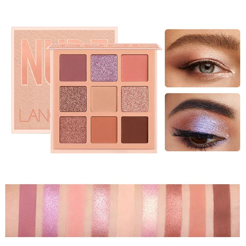 9 Colors Nude Eyeshadow Powder Makeup Palette Matte Shimmer Eye Pigmented Powder Make Up New Warm Earth Color Eyeshadow — image 3