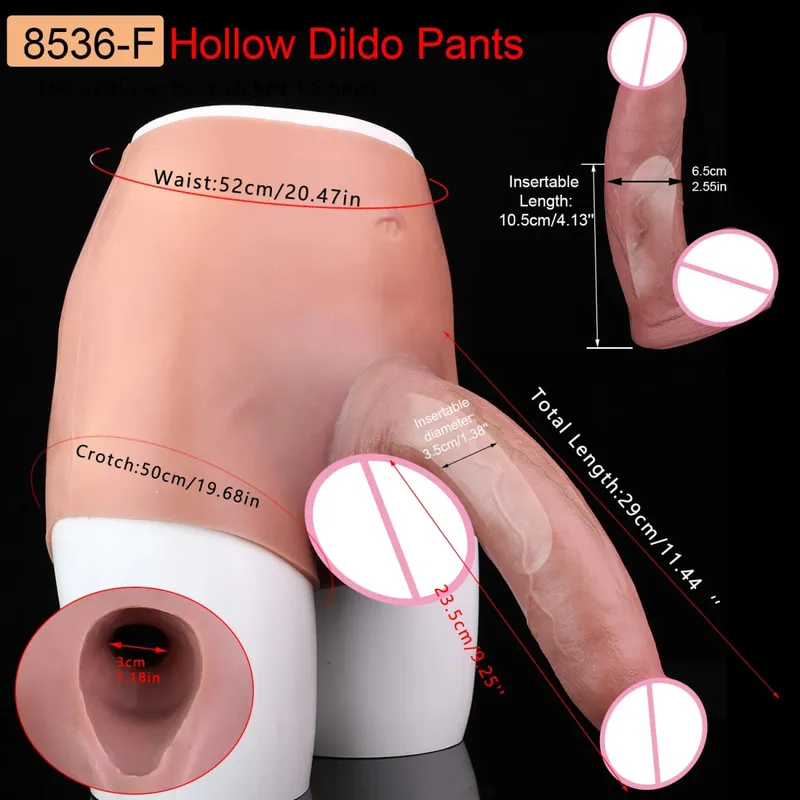 หนา Hollow Dildo ชายสายรัดขนาดใหญ่ Hollow Dildo Dick Extender ซิลิโคนสมจริงอวัยวะเพศชายขนาดใหญ่ของเล่นสำหรับคู่รัก Sex