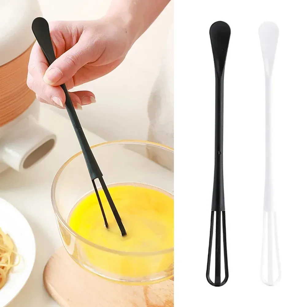 1PC Egg Whisk Plastic Multifunctional Mini Hand Egg Beater Kitchen Utensil with Teaspoon Egg Baking Tools Cream Stirring Stick — image 2