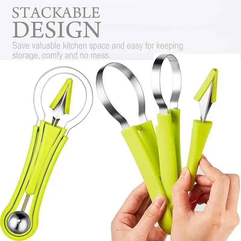 4 In 1 Watermelon Slicer Cutter Scoop Fruit Carving Knife Cutter Fruit Platter Fruit Dig Pulp Separator Kitchen Gadget Accessory — image 5
