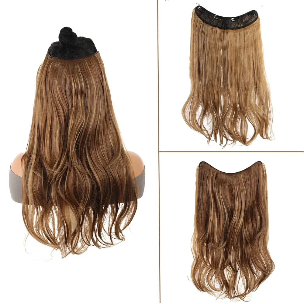 Synthetic Wig Women's Traceless Invisible U-shaped Long Straight Hair With Inner Buckle Long Curly Hair Natural Extension Wig — image 13