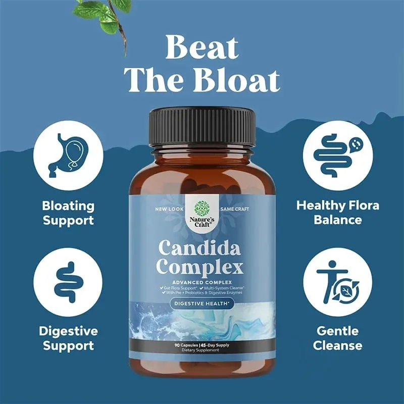 Candida Complex - Probiotics and Digestive Enzymes Natural Ingredients To Support Digestive Health and Intestinal Flora Balance