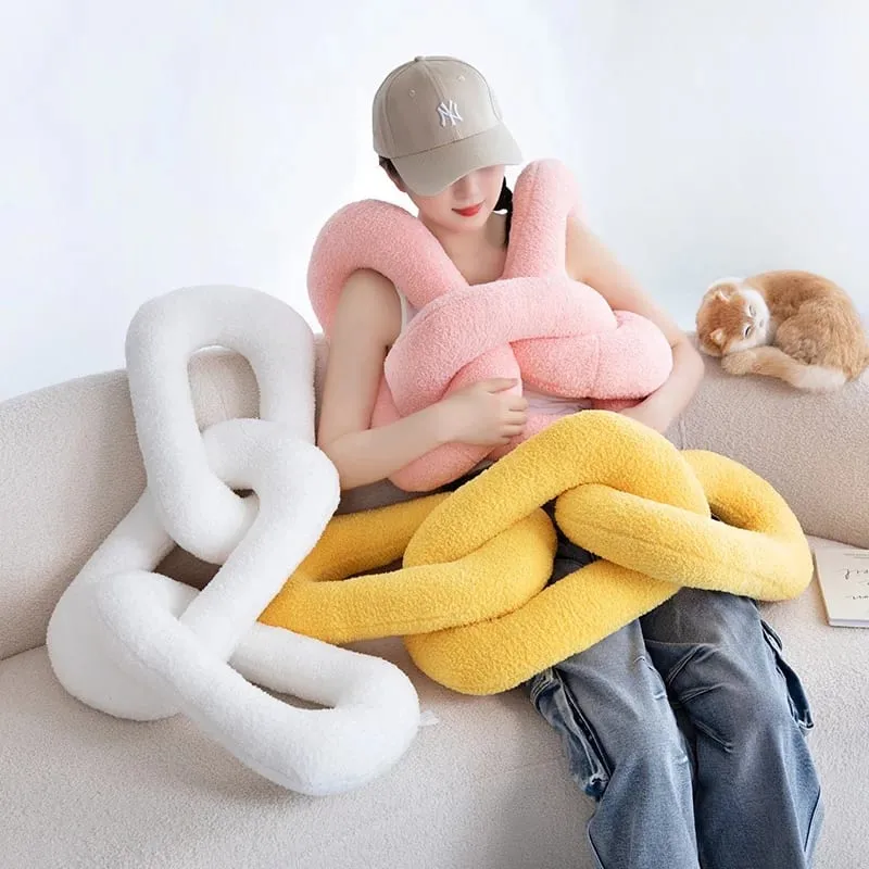 60-95CM Creative Iron Chain & Knot Pillow Stuffed Soft Sofa Cushion Nordic Style Home Plush Decoration Irregular Shaped Plush — image 3