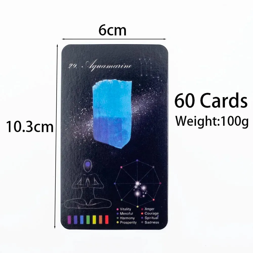 Crystals Healing Cards 60-Card Deck with Crystal Zodiac and Oracle Cards for Fate Divination Prophecy Family Party Board Games — image 3