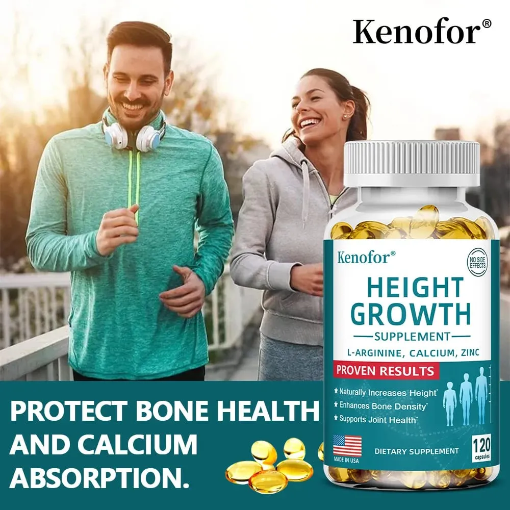 Natural Height Growth Calcium Vitamin D Supplement Vegetarian Capsules Increase Bone Strength Height Promoter Capsules Adults — image 6