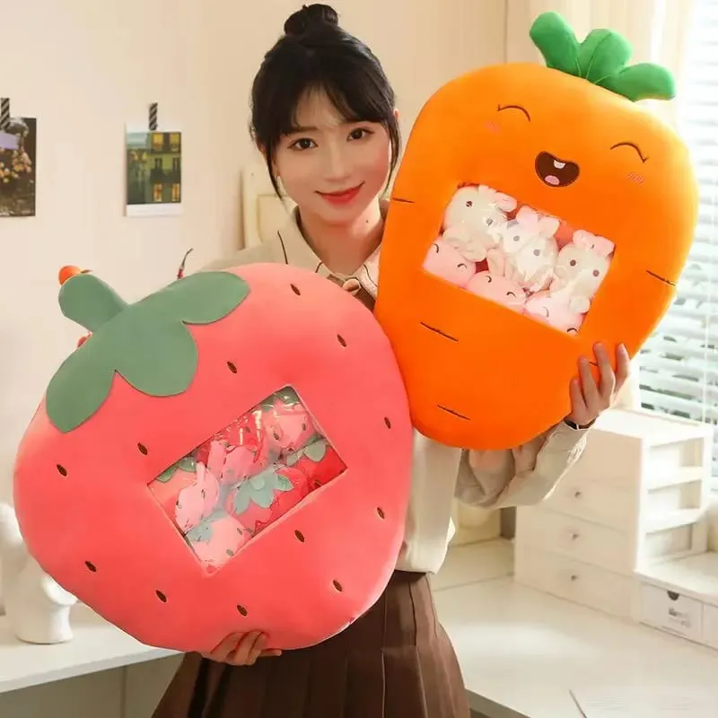 Six Small Toys Inside Cute Cartoon Fruit Plush Pillow Soft Stuffed Sofa Cushion Homdecor Pillow Backrest Children's Gift — image 6