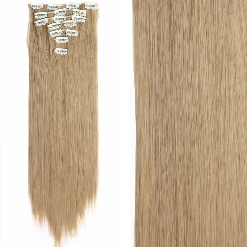 16 Clips 7Pcs/Set Hair Extensions Long Wavy Hairstyle Natural Synthetic Black Blonde Hairpieces Heat Resistant For Women — image 34