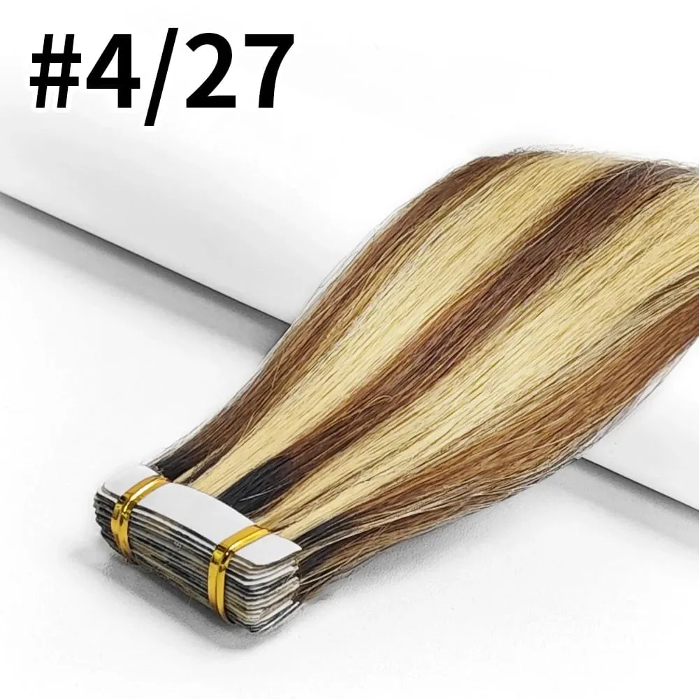 Straight Tape In Extensions 50G/20Pcs Skin Adhesive Invisible Glue #1B Tape Ins Brazilian Remy 100% Human Hair On Salon Quality — image 8