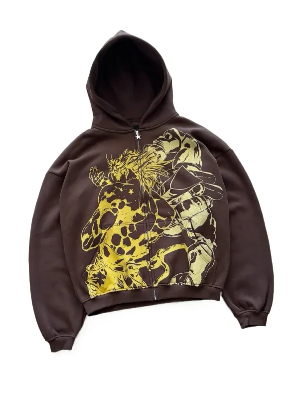 Y2k stoi Hiphop Jojo Bizarre Adventure bluzy Harajuku ponadgabarytowe męskie damskie bluza z kapturem na zamek Hip Hop para bluza uliczna — image 6