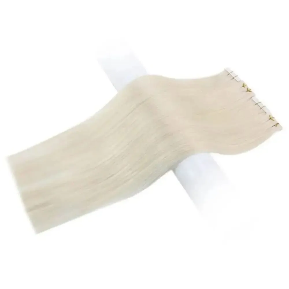 [12 Months] Ugeat Virgin Injection Tape Extension Wear Invisible Platinum Blonde 10A Grade Durable Longevity