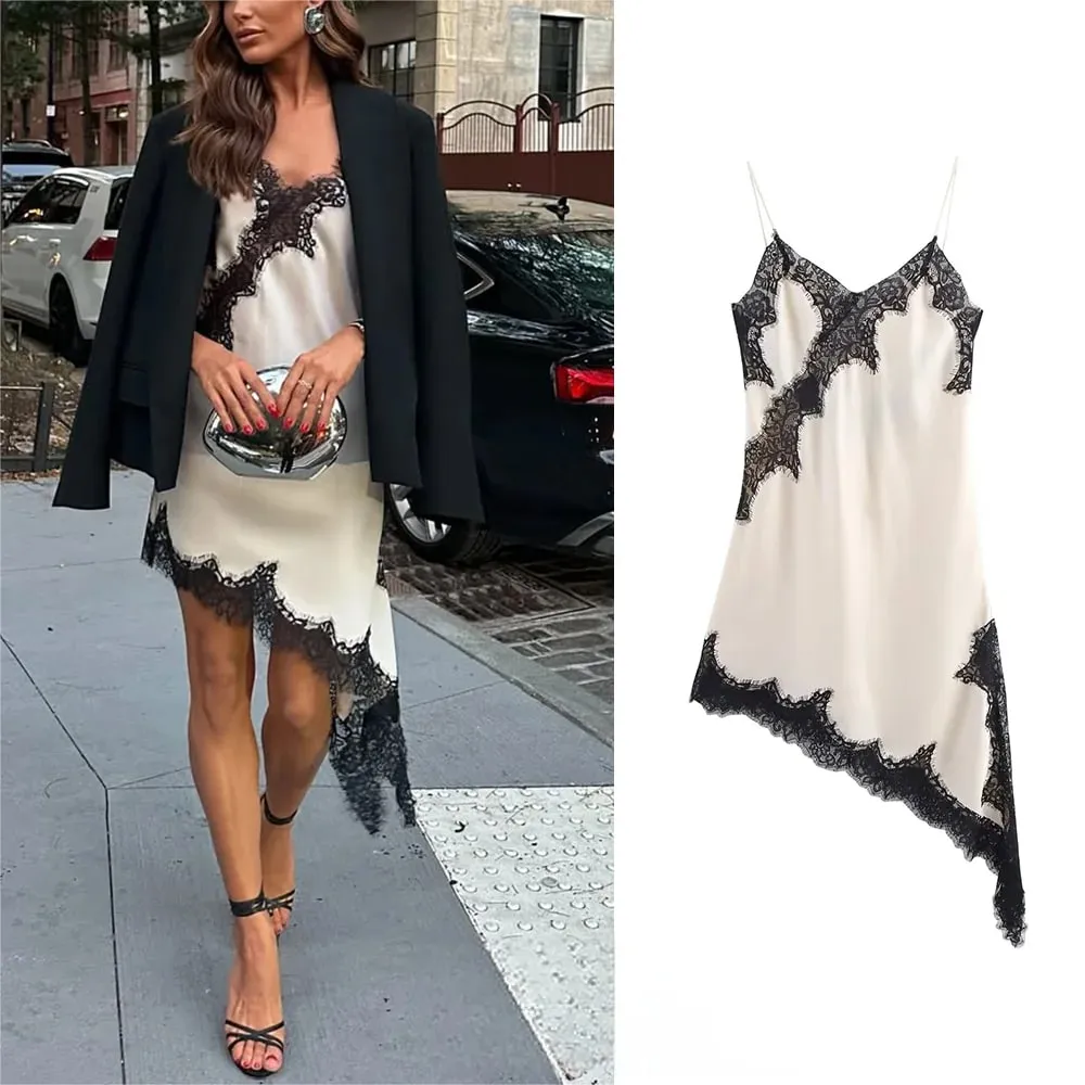 Sexy Chic Black Lace Cami Tops Women V Neck Patchwork Sleeveless Y2K Girl Top Fashion 2025 Summer Fall Holiday Beach Top — image 14