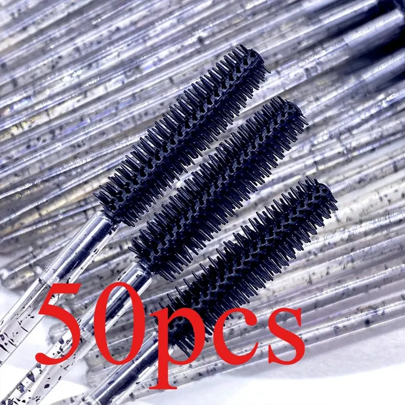 50/100 Pcs Silicone Crystal Mascara Wands Disposable Diamond Eyelash Brushes Comb Beauty Makeup Brush Tools for Women — image 9