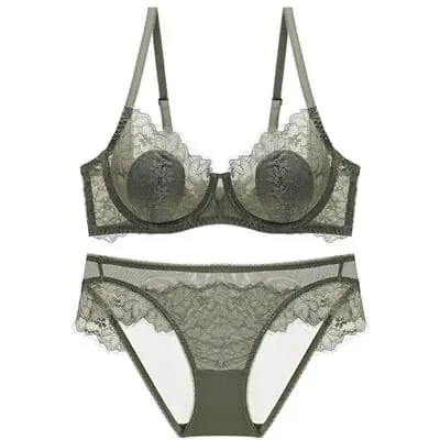 Sada tenké podprsenky Dámská sada krajkového spodního prádla Síťované spodní prádlo Elegantní dámská sada podprsenky a kalhotek Soft Ventilate — image 11