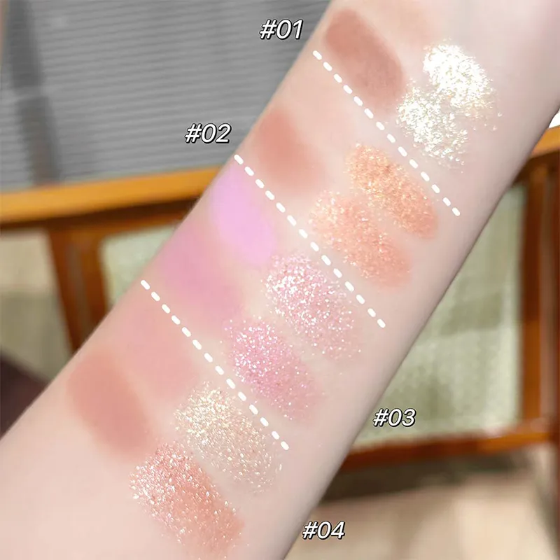 Mini 4-Color Eyeshadow Palette Natural Brightening Matte & Shimmer Lying Silkworm Eye Shadow Lavender Korean Makeup Cosmetics — image 2