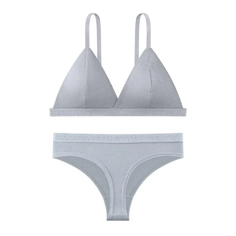 Seamless Bra and Panties Set Solid Color Bralette Thin Wireless Bras Low Waist Thong Sexy Lingerie Set Women's Underwear — image 8