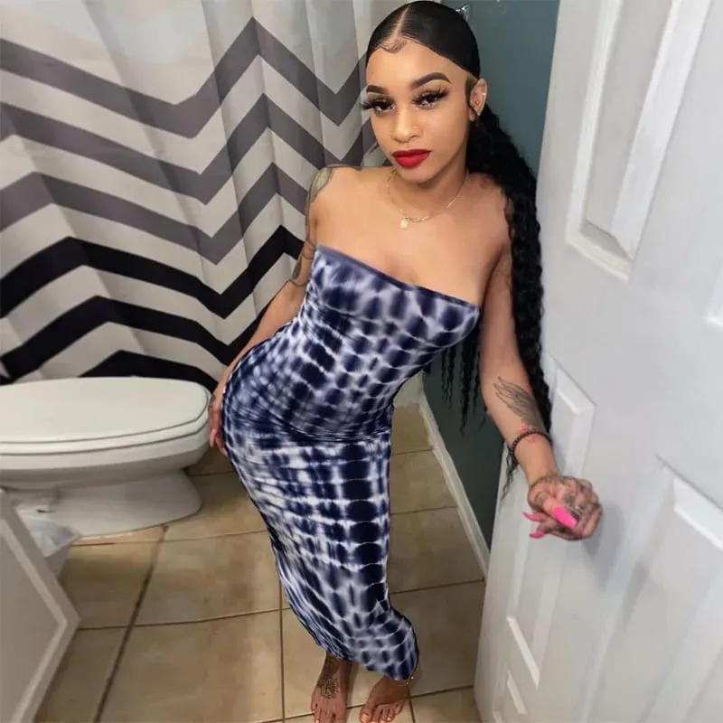 Spring And Summer Dresses For Women Chest Wrap Printed Off Shoulder Bandage Slim Sexy Long Dress 2023 New Fashion party MsChuh — image 13