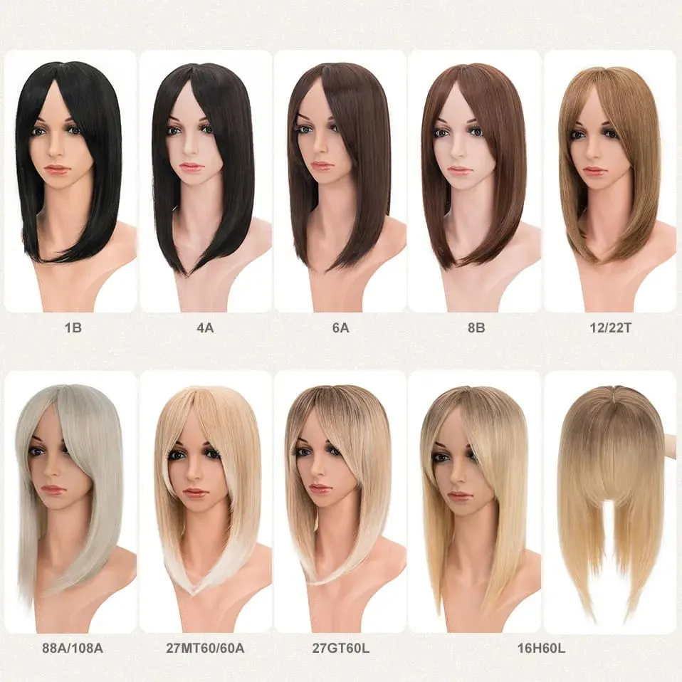 Snoilite Synthetic 14'' Striaght Hair Toppers with Bangs for Women Natural Hairpieces Adding Hair Volume Topper Hair Extensions — image 4