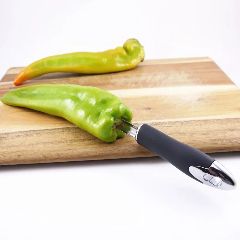 Chili Core Extractor Home Portable Stainless Steel Zucchini Courgette Cucumber Corers Special Kitchen Gadgets with Serrated Edge — image 2
