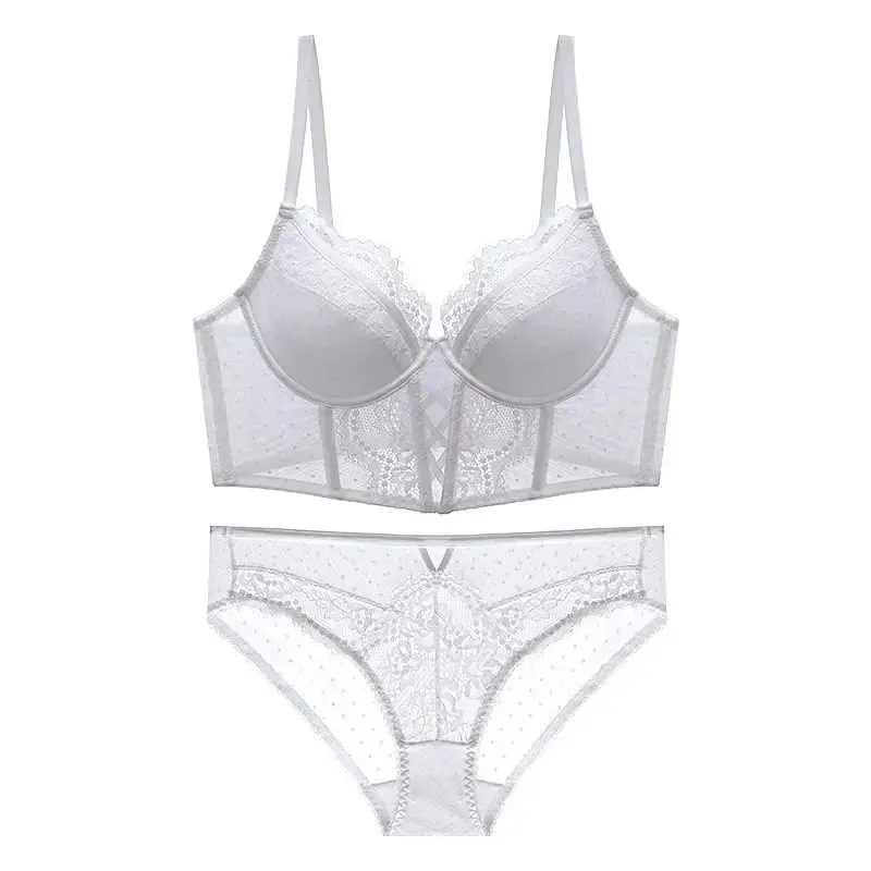 Push Up Spets Underkläder Set för kvinnor Sheer Chemise med mjuk bygel BH Fishbone Teddy Sexig Bröllopsbröllop Smekmånad Outfit S-XL — image 10