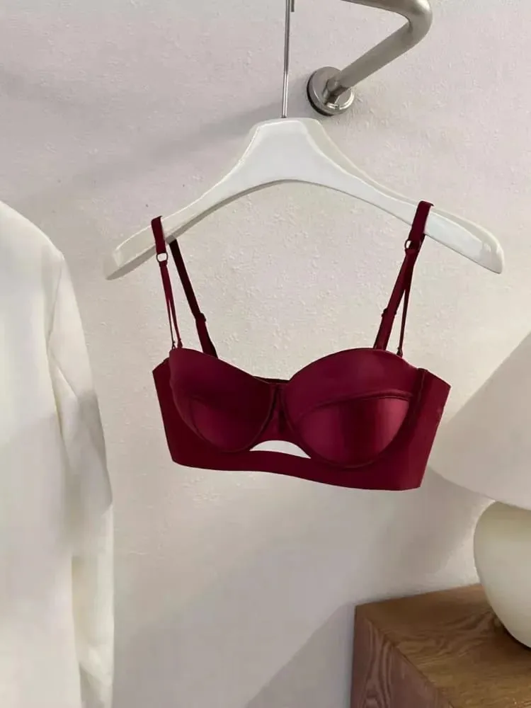 AA Cup Strapless Bra Set Fixed Half Cup Built-in Lift Lingerie Push Up Convertible Underwear Push Up Convertible Underwear — image 4