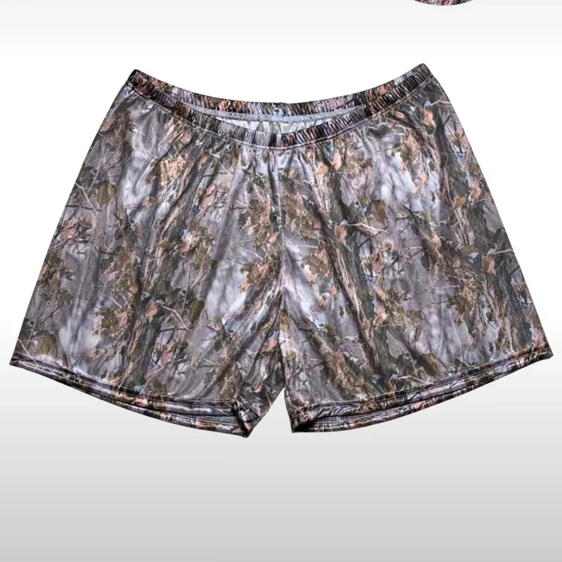 Abbigliamento da casa casual da uomo, leggero, traspirante, con lucentezza metallica, 1 pezzo - Pantaloncini da notte in raso con stampa mimetica