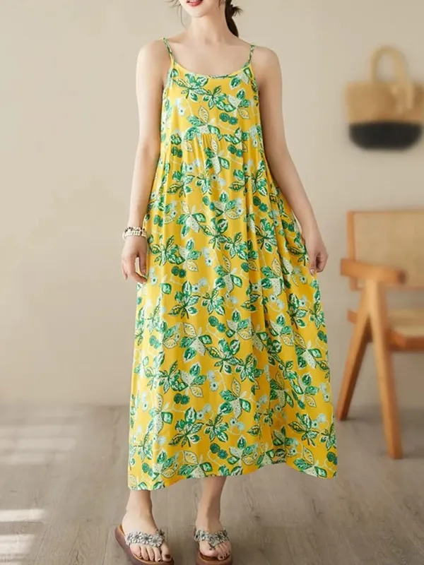 sleeveless strap vintage floral Polka Dot new in dresses for women casual loose long summer beach dress elegant clothing 2025 — image 6