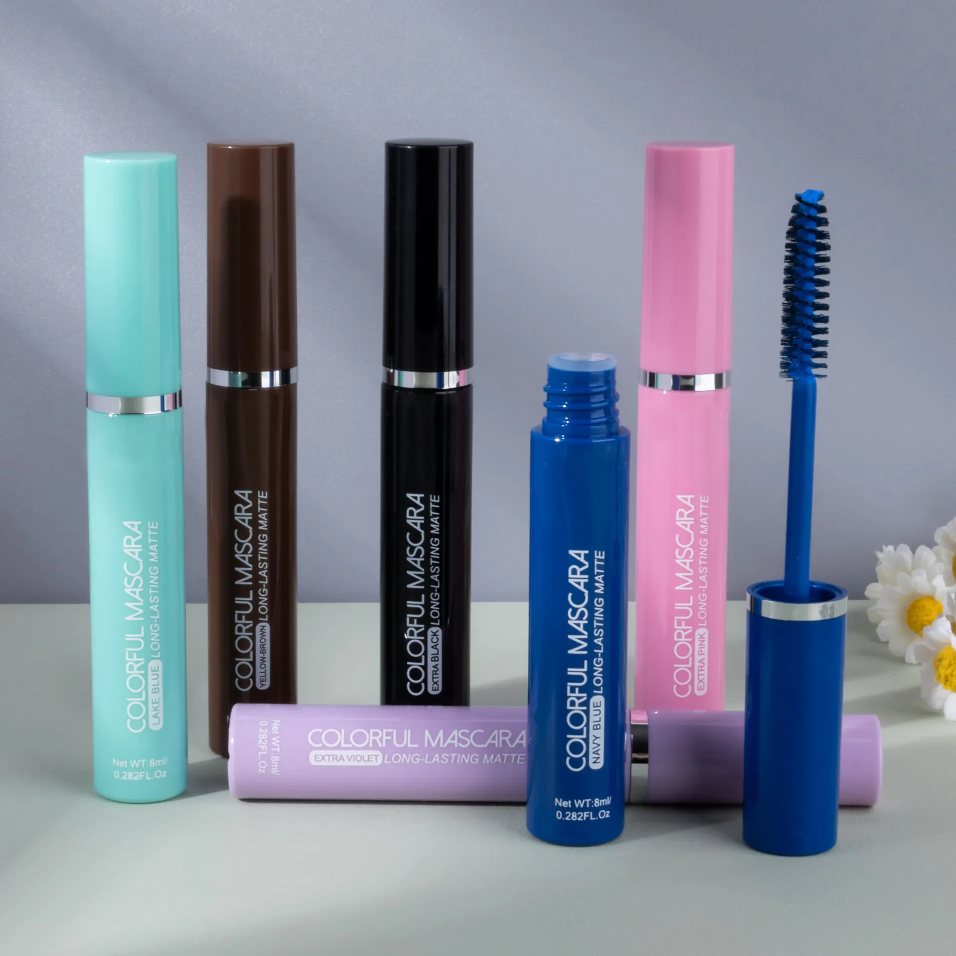 Colored Mascara Eyelashes Blue Pink Green Colorful Waterproof Mascara Charming Long Lasting Curling Mascara Eye Christmas Makeup — image 6