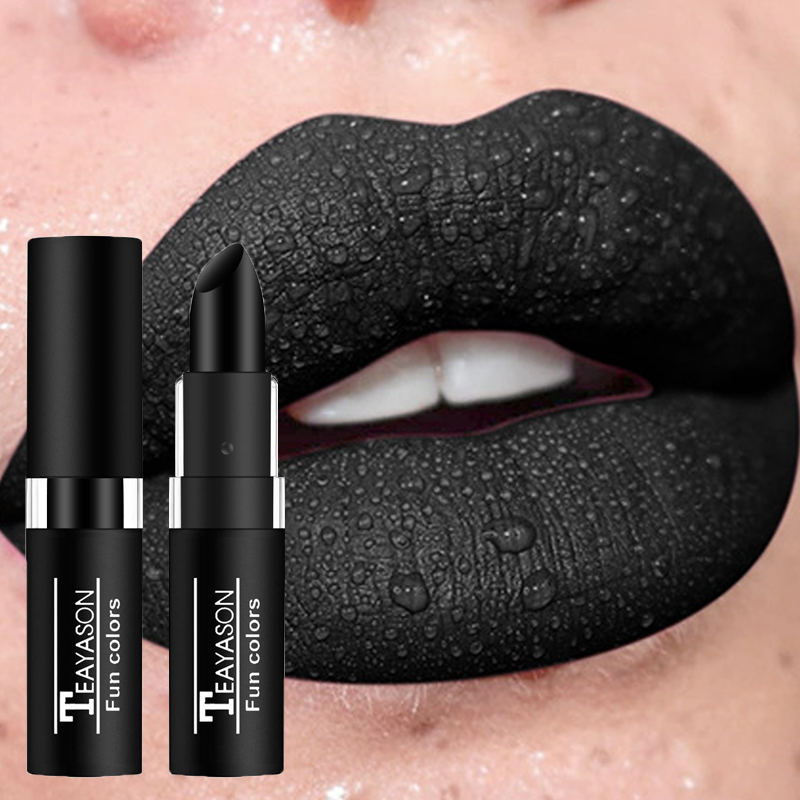 Punk Dark Wine Red Lipsticks Waterproof Easy To Color Makeup Sexy Red Lipstick Matte White Black Lip Gloss Facial Body Painting — image 5