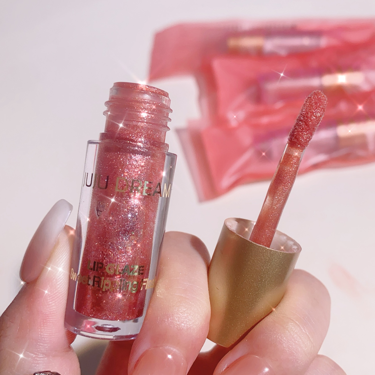 Sweet sparkling lip glaze mirror lip shine light lip gloss transparent lip gloss water gloss pure desire — image 4