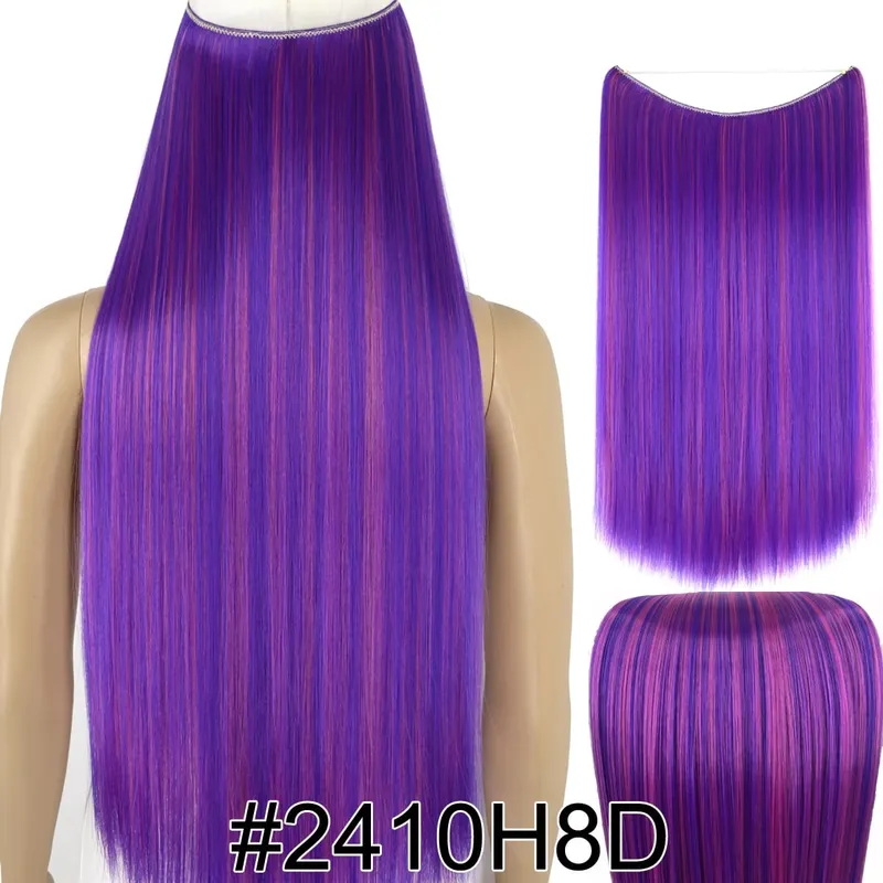 Synthetic Heat Resistant Hair Silky Straight Elasticity Invisible Wire Hair Extensions 8006 — image 43