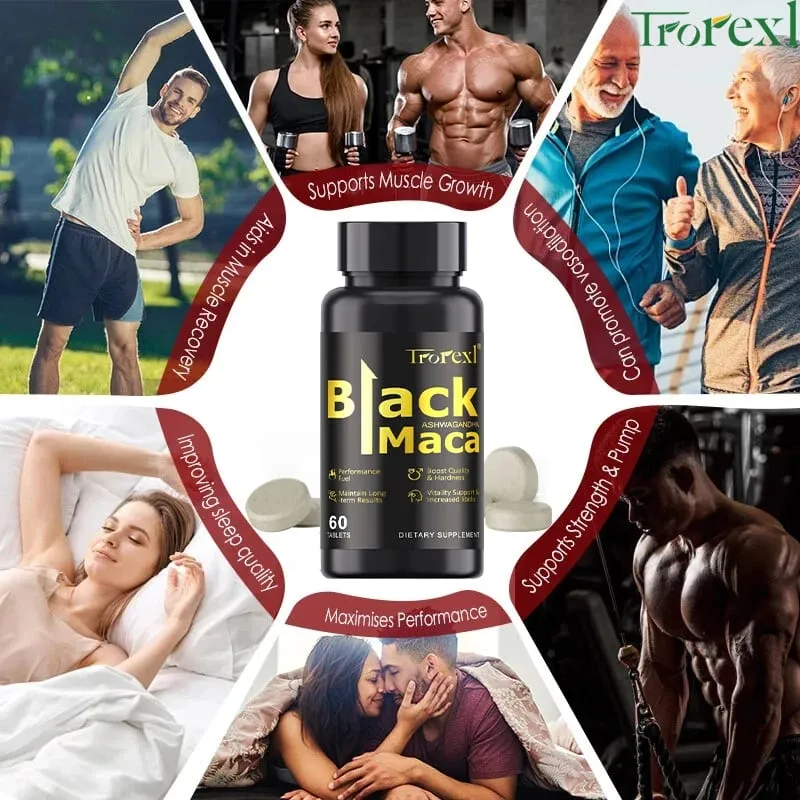 Organic Black Maca Pills 60 Tablets Men Enhancing Supplement Improve Size Endurance Promotes Healthy Energy — image 3