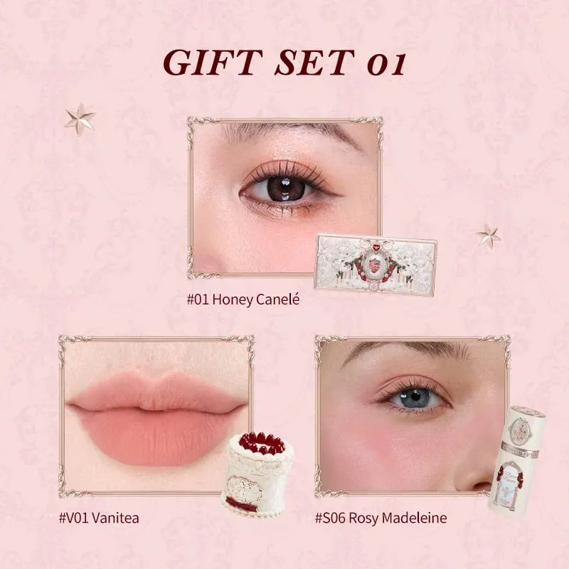 Flower Knows Strawberry Cupid Collection Makeup Gift Set include Make-up Palette+Cake Lip Cream+Liquid Blush