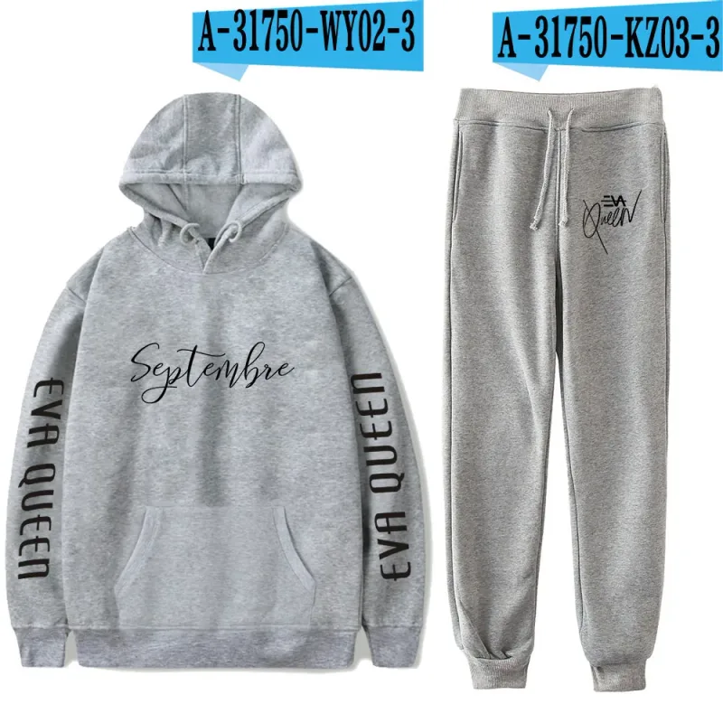 Hip Hop สบาย Eva Queen พิมพ์เสื้อกันหนาว Sweatpants ชุด Hoodies + กางเกงชุดชาย/หญิง 2 ชิ้นชุดเสื้อผ้า — image 38