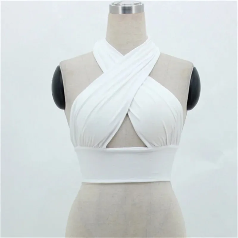 Women's Y2K Criss Cross Bustier Halter Sleeveless Wrap Front Sexy Backless Cami Crop Top Slim Fit Crop Tank Tops Streetwear — image 3
