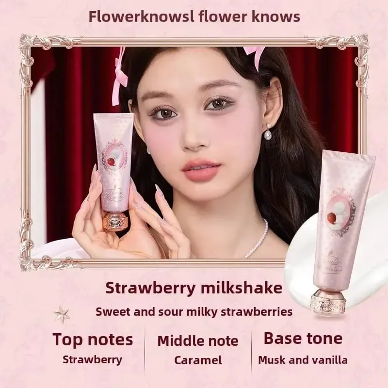 Flowerknows Strawberry Cupid Scented Hand Cream Moisturising Nourishing Skin Care Lotions for Women Whitening Cream Make Up — image 7