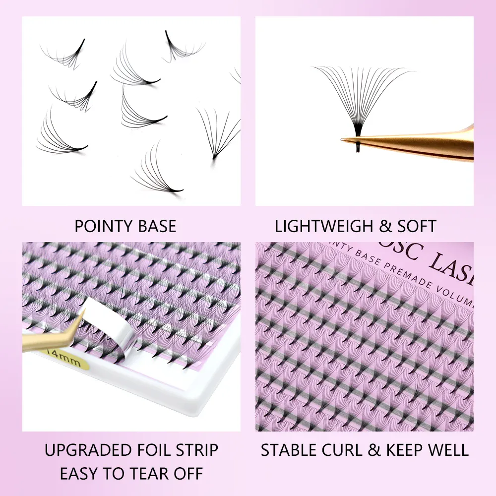 320 Fans Pointy Base Premade Volume Fans Medium Stem Sharp Thin Pre Made Russian Volume Fan Eyelash Extensions Custom Logo — image 5