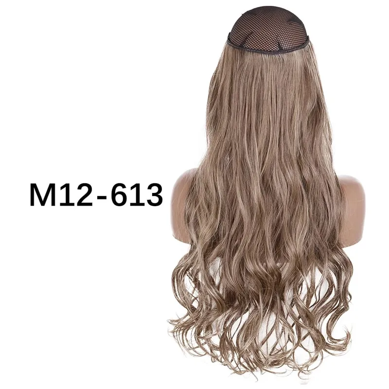 Synthetic No Clip Hair Extensions Natural 16 22 32" Long Wavy Invisible Wire One Piece False Hairpiece For Women